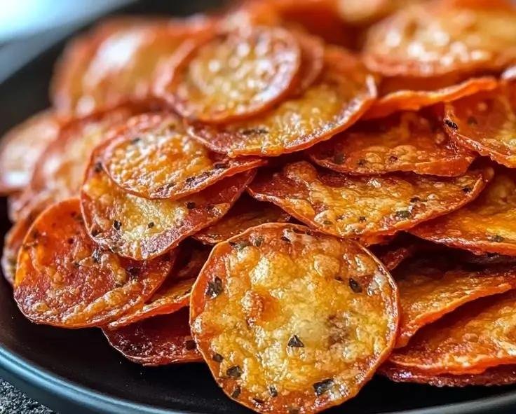 Pepperoni Cheese Crisps, Low-carb pepperoni cheese snack